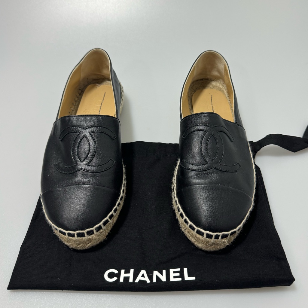 Chanel Espadrilles Lambskin Black Women’s Eu 36/Us 6